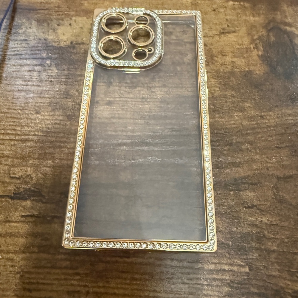 BNIP Gold and Clear Rhinestone Phone Case iPhone 16 Pro
